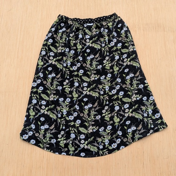 White‎ Stag Skirt 90's Floral Polka Dot Sheer Reversible Cottage Women's Small - Picture 1 of 5